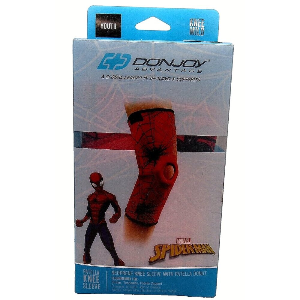 Donjoy Knee Sleeve Youth OS Red New Marvel Spider-Man Neoprene Patella Support